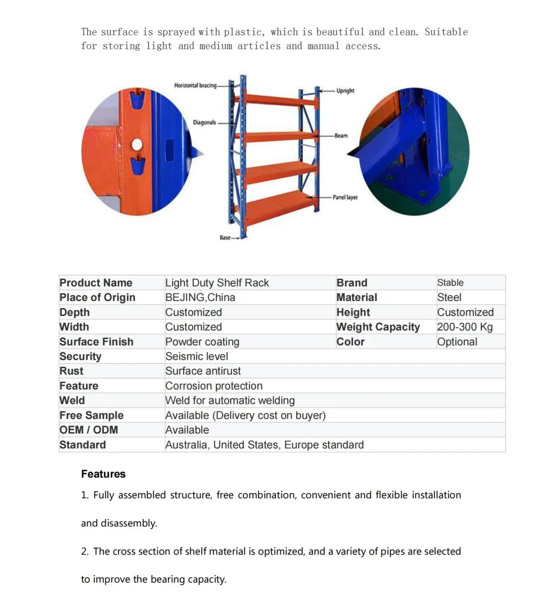 Light Shelf Heightened Butterfly Hole Warehouse Shelf Metal Shelf, Light Non-Bolt Metal Storage Shelf